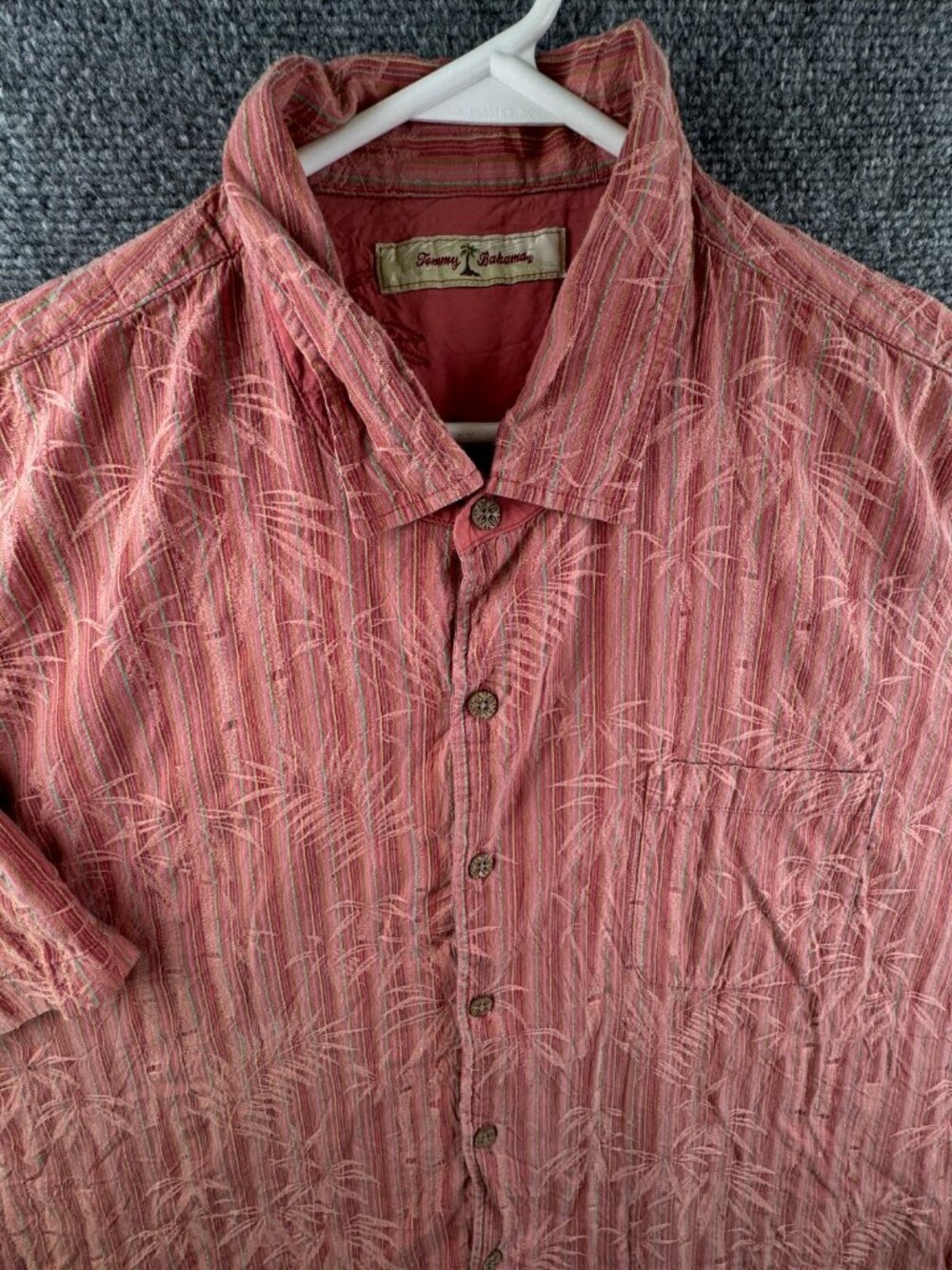 Tommy Bahama Silk Blend Button Up Short Sleeve Hawaiian Colorful Striped 2XL